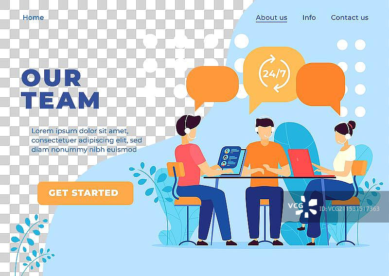 多元化团队在进行客户支持工作图片素材