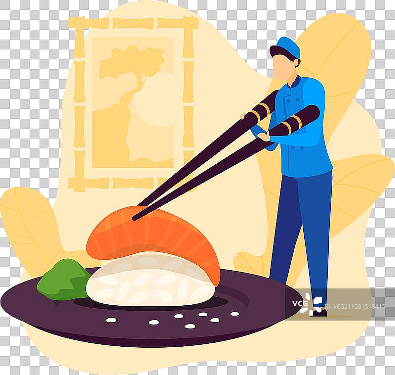 厨师正在准备寿司，卷制寿司卷。图片素材