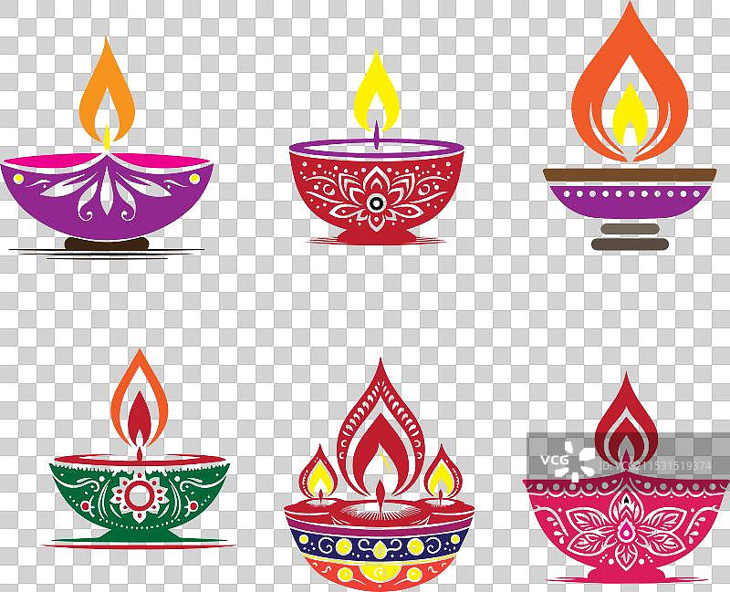 快乐的排灯节油灯艺术图片素材