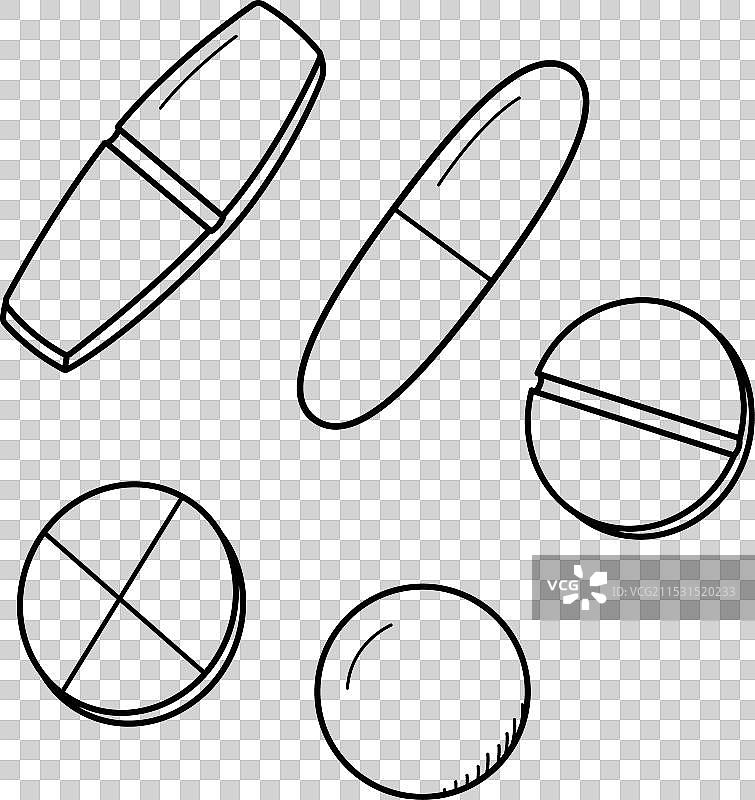 药丸和胶囊涂鸦图标图片素材