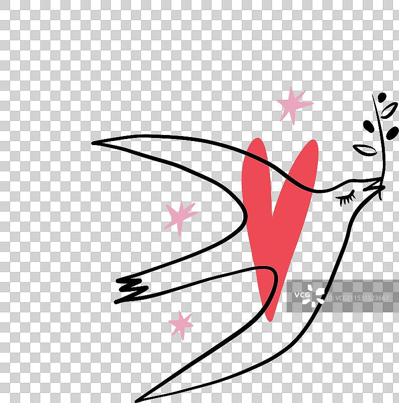 简约风格的卡通鸟情人节插图图片素材