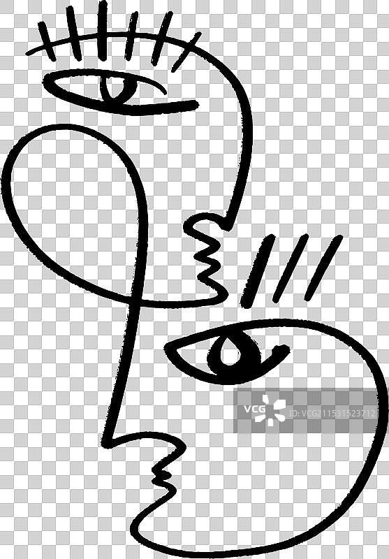 简约的情人节恋人一笔画图片素材