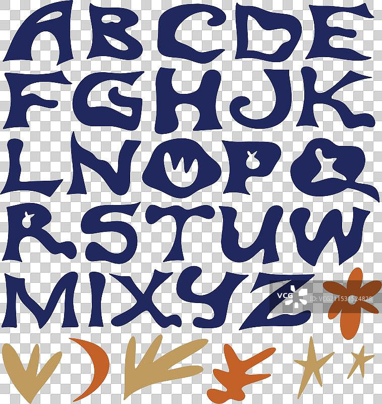 嬉皮士波希米亚风格的时髦后现代奇特字体图片素材