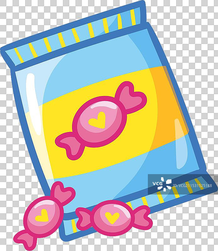 卡通中装在塑料袋里的糖果和包装里的糖果图片素材