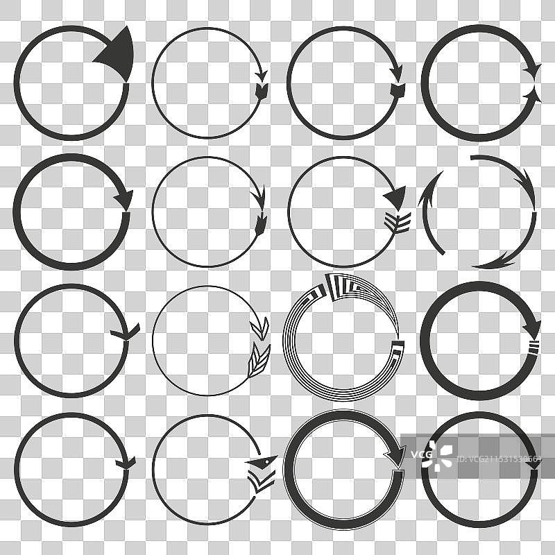 黑色循环箭头图标和循环符号图片素材