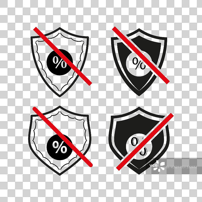 带有百分号的禁止标志图标集图片素材