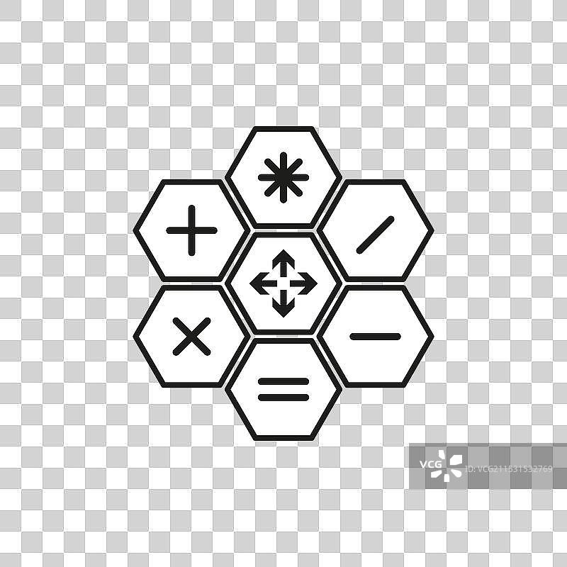 六边形按钮的算术数学运算符号图片素材
