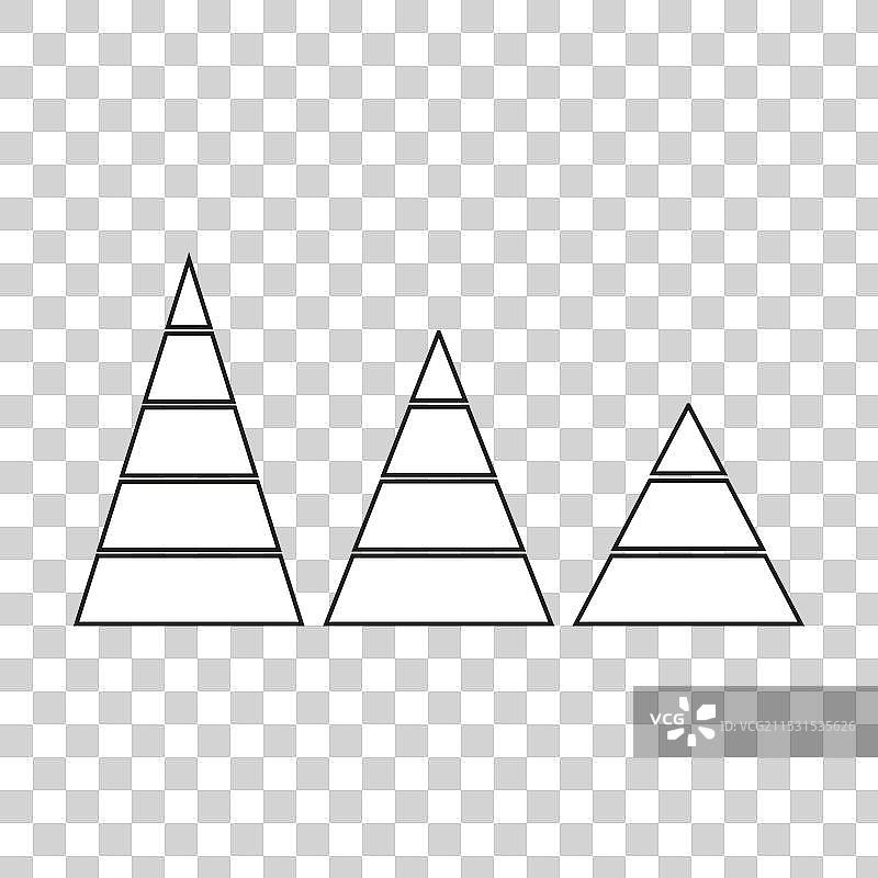 金字塔线条图标集，用于信息图表图片素材