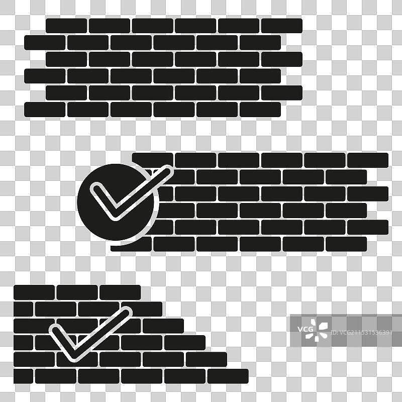 带有勾选图标的砖墙 PS 10图片素材