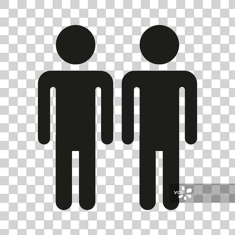 两个黑色剪影的人物图标简单符号图片素材