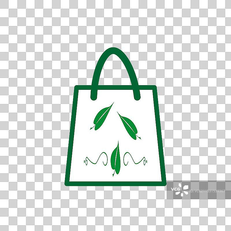 环保购物袋 可重复使用的手提袋与叶子图案图片素材