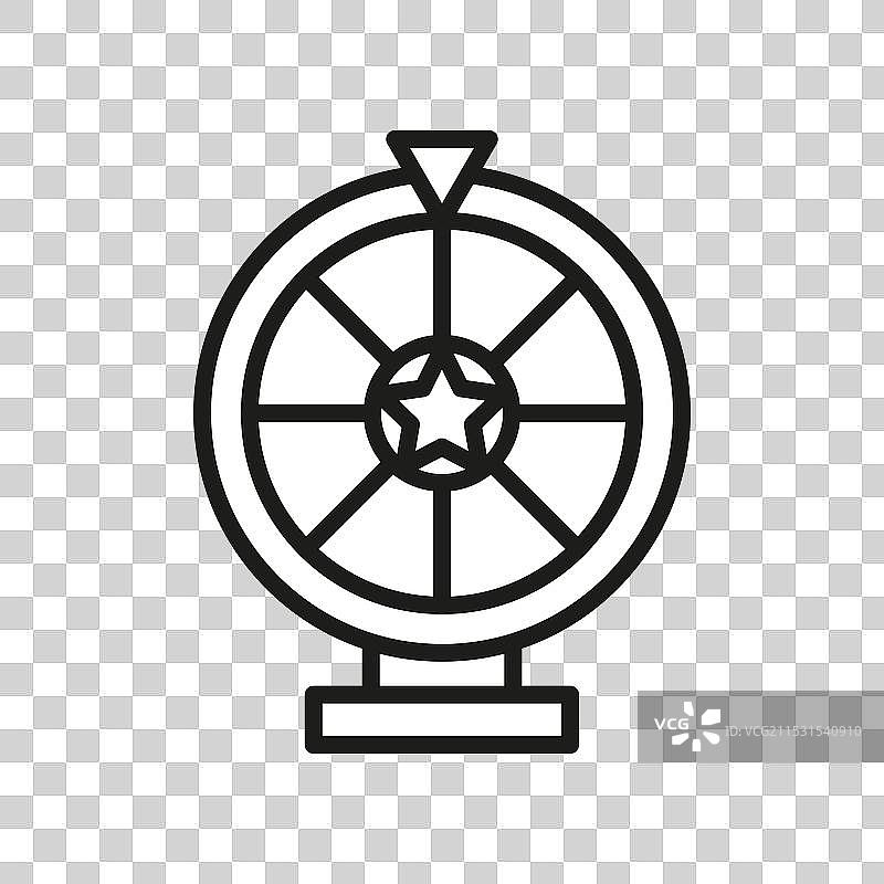 一幅带有星星的幸运轮的线条画图片素材