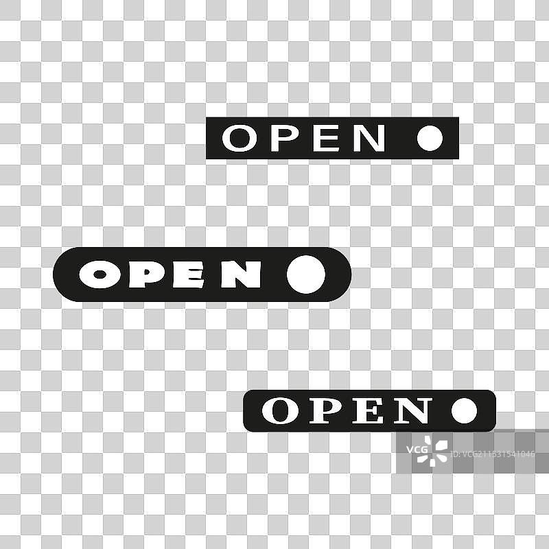 各种风格的黑白开放标志图片素材