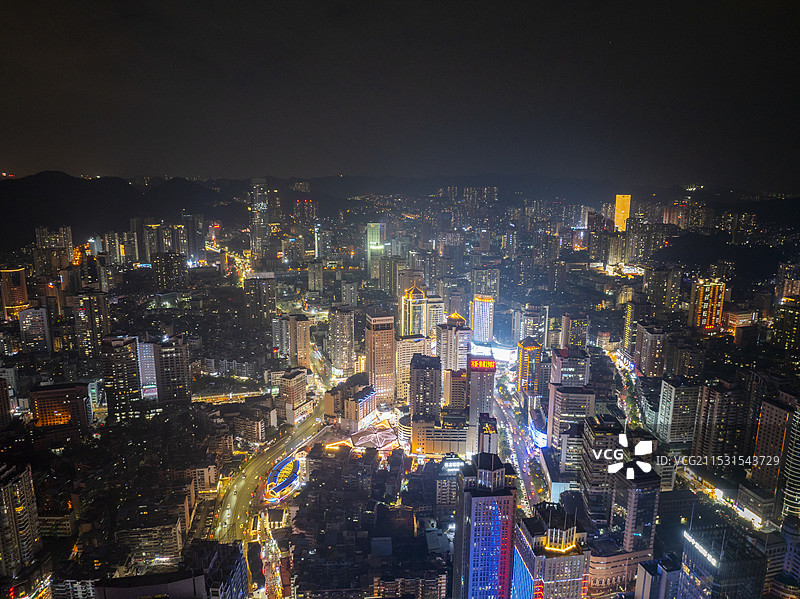 贵阳市云岩区大十字夜景贵阳老城区大十字夜景图片素材