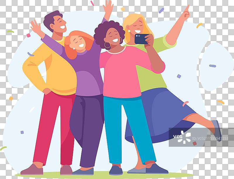 一对男女朋友在一起愉快地自拍图片素材