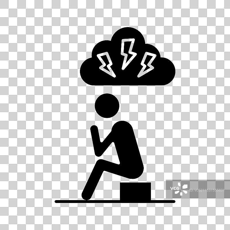 焦虑或压力图标集，头痛或沮丧图片素材