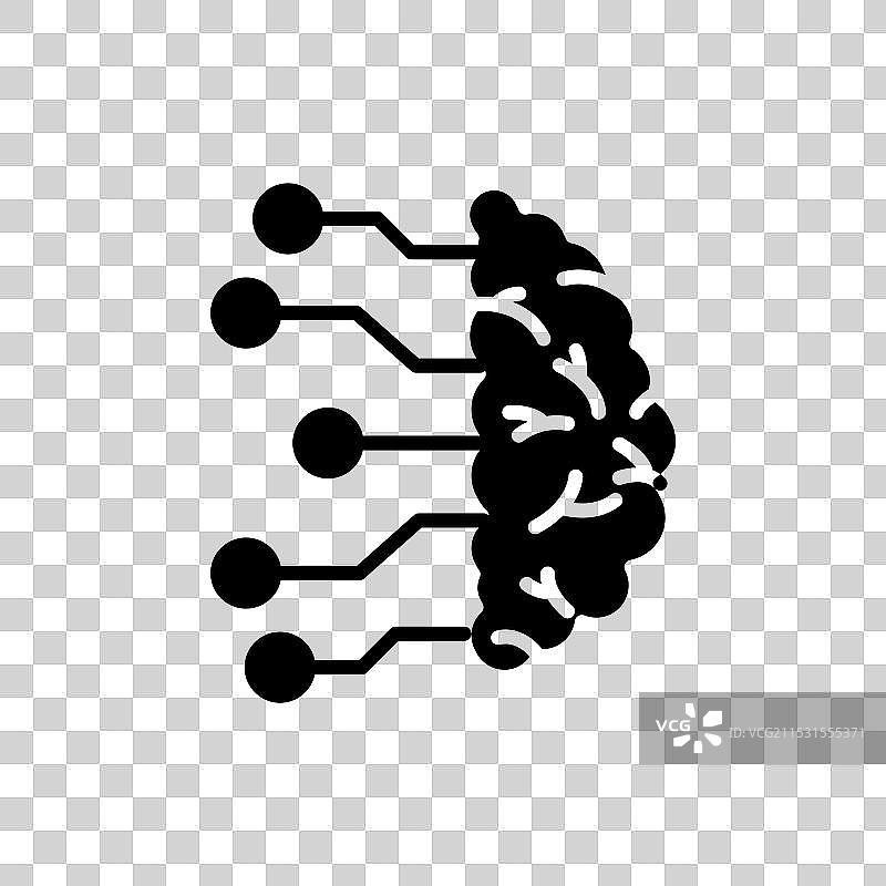 脑电路图标集 人工智能大脑符号图片素材