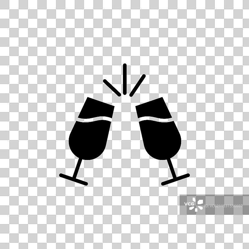 香槟酒杯的干杯图标集图片素材