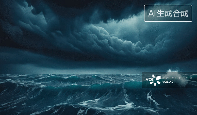 【AI数字艺术】暴风雨中的海洋图片素材