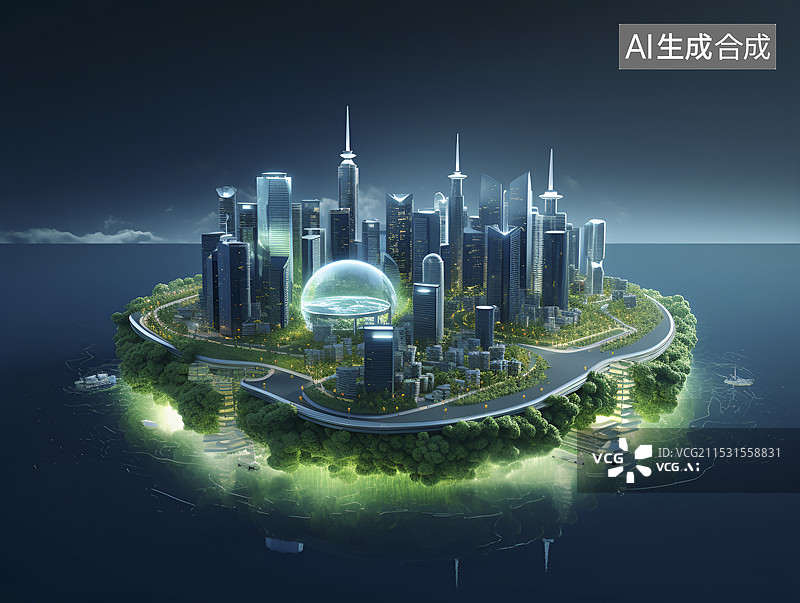 【AI数字艺术】城市风光大数据概念图图片素材