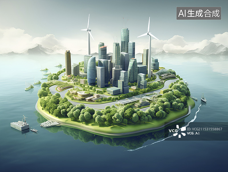 【AI数字艺术】城市风光大数据概念图图片素材