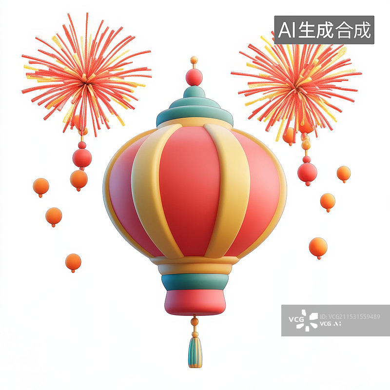 【AI数字艺术】白色中式扇子红灯笼素材图片素材