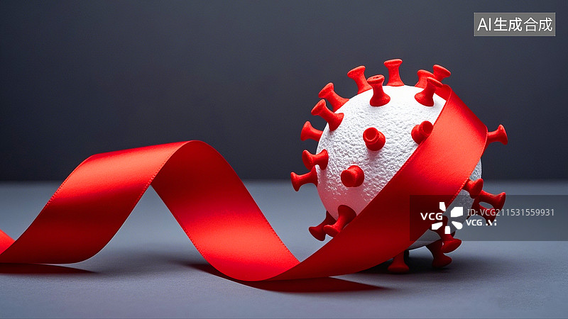 【AI数字艺术】世界艾滋病日红丝带病毒关爱患者宣传图片素材