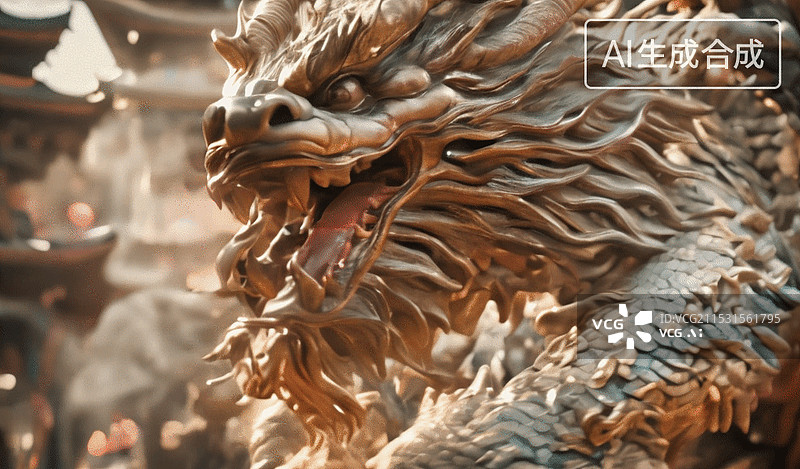 【AI数字艺术】龙雕塑图片素材