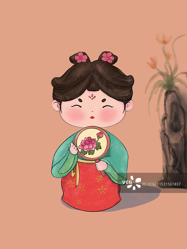 国潮可爱仕女图图片素材