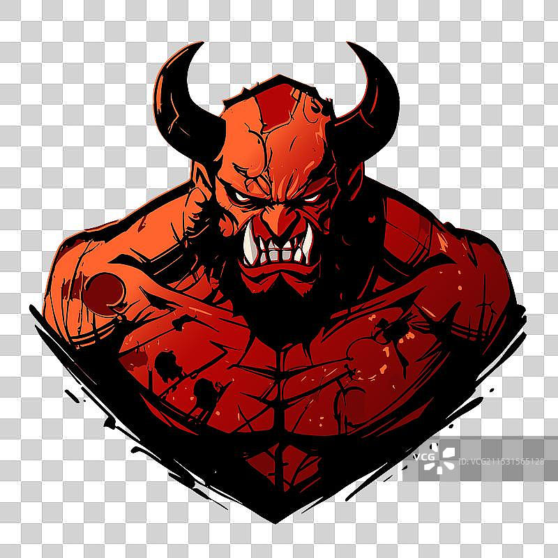 恶魔面孔漫画风格，适合你的地狱图形图片素材