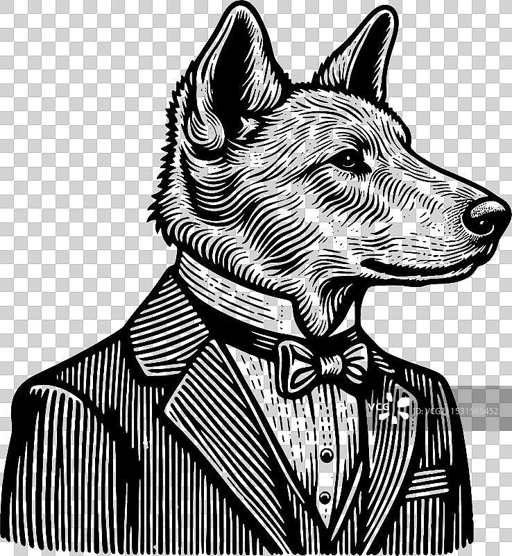 优雅的穿着礼服的狗 生成式人工智能图片素材