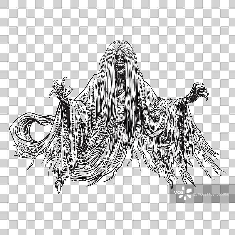 复古手绘幽灵图片素材