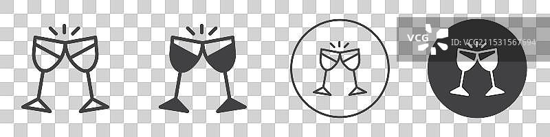 香槟酒杯碰撞的图标标志轮廓图片素材