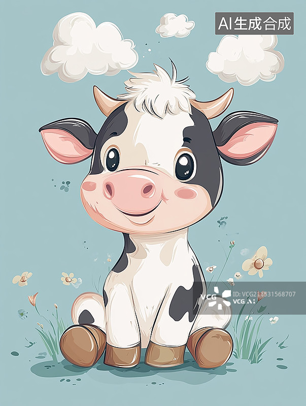 【AI数字艺术】奶牛插画图片素材