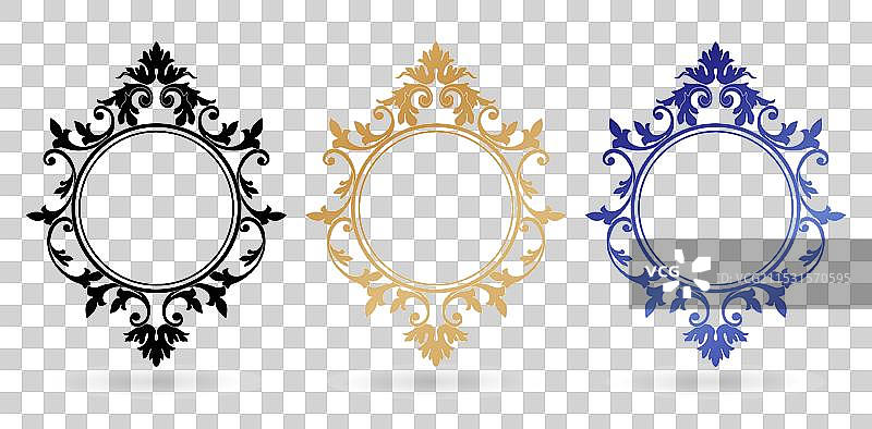 三色装饰圆框镜子图片素材