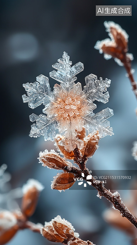 【AI数字艺术】雪花，大雪，小雪，微距特写图片素材