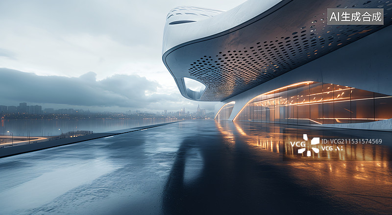 【AI数字艺术】风格独特的建筑，未来感建筑体图片素材