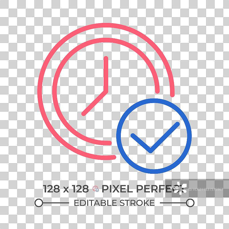 带有勾号的双色线条时钟图标图片素材