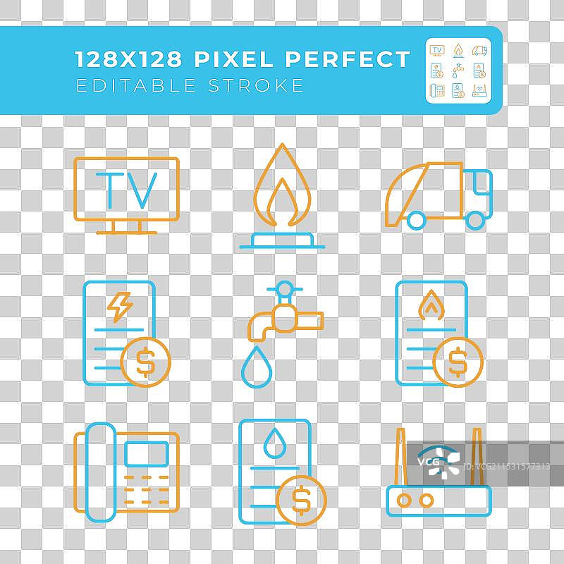 公用事业服务双色线条图标集图片素材