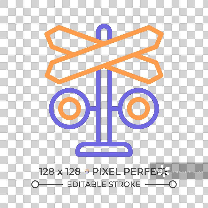 双颜色的铁路道口线条图标图片素材