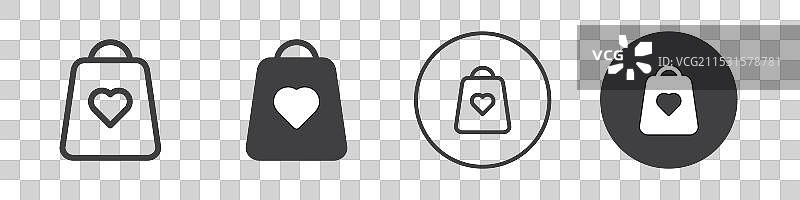 带有心形图标轮廓的购物袋图片素材