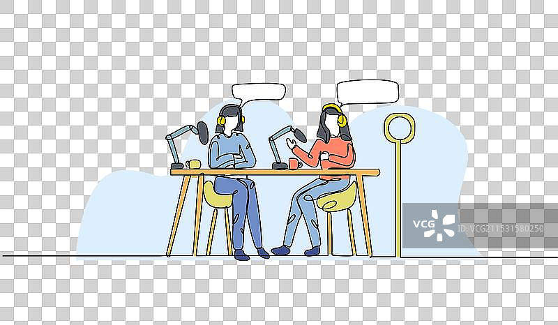 两位年轻女性的现代播客图片素材