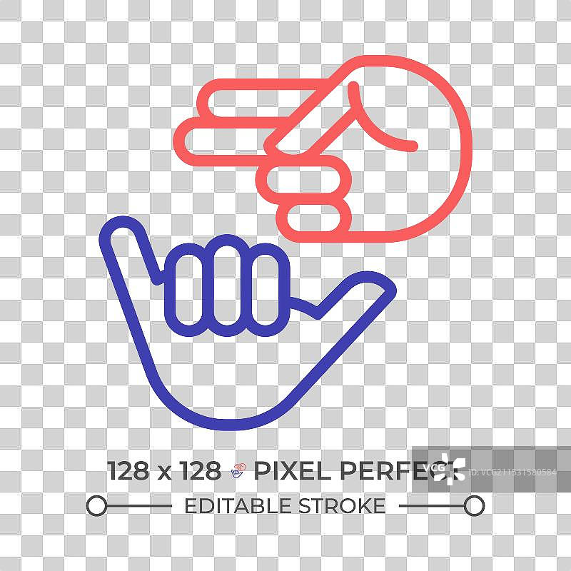 聋人手语双色线条图标图片素材