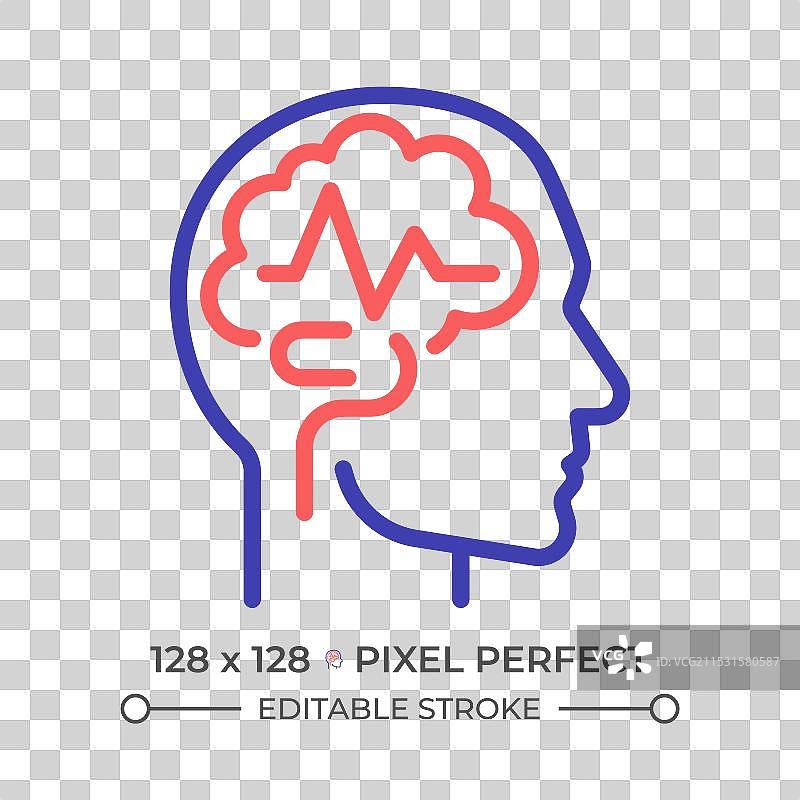 癫痫大脑双色线条图标图片素材