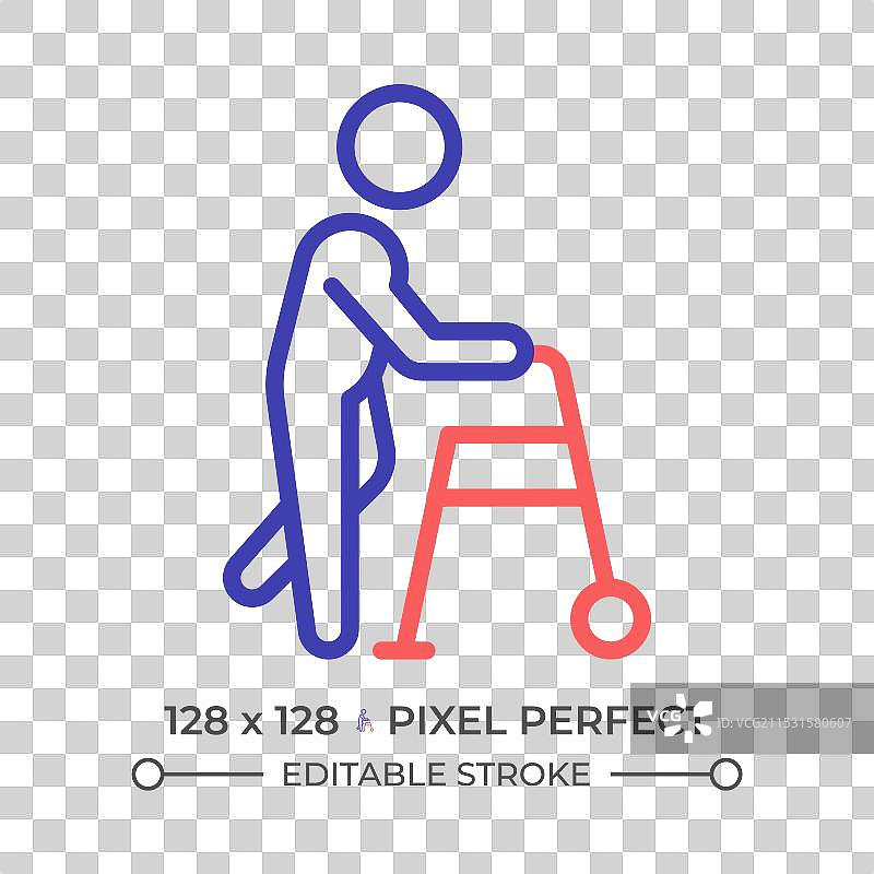 助行器辅助两色线条图标图片素材