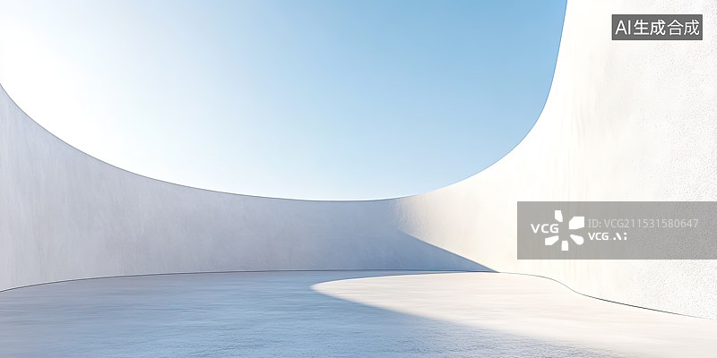 【AI数字艺术】极简风格户外白色现代建筑停车场地面图片素材