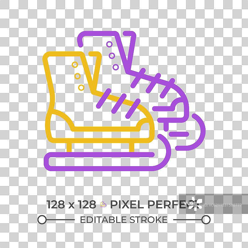 冰上花样滑冰像素完美的双色线条图片素材