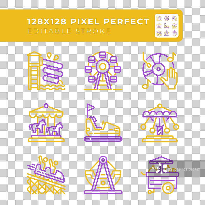 游乐园景点的双色线条图标图片素材