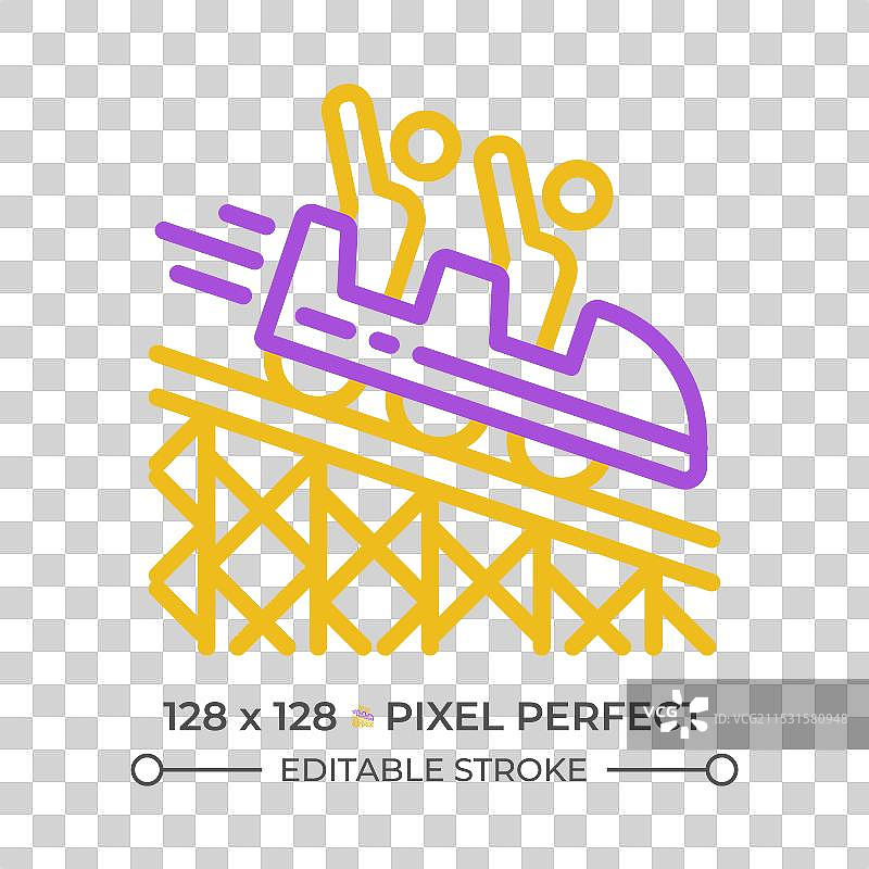 过山车像素完美的双色线条图标图片素材