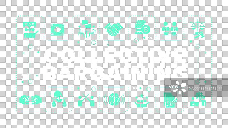 集体谈判蓝色词汇概念图片素材